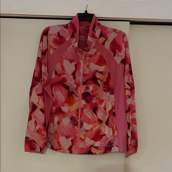 Athleta Jackets & Blazers - Athleta Pink and Red Patterned Bomber Jacket